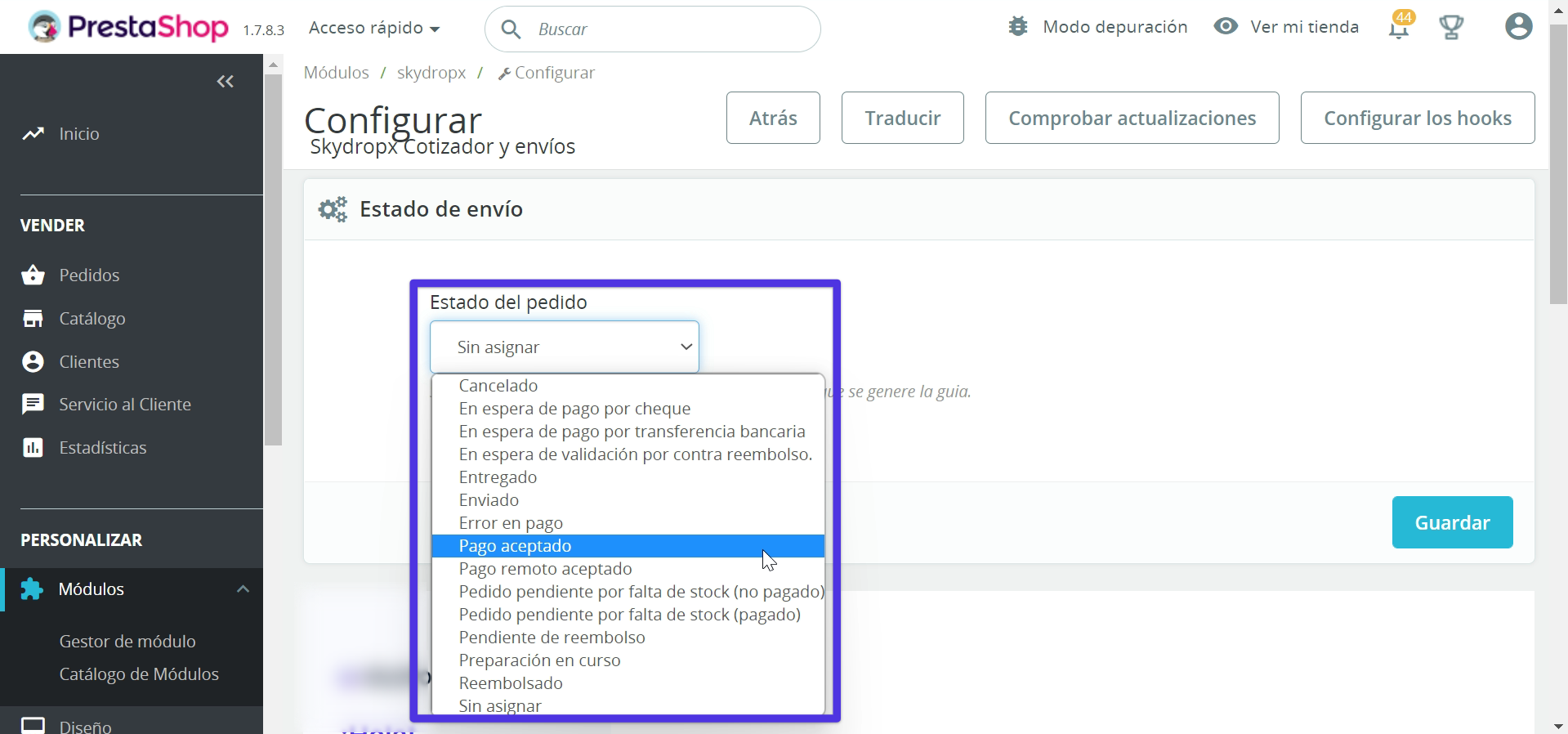 Ajustes-envio